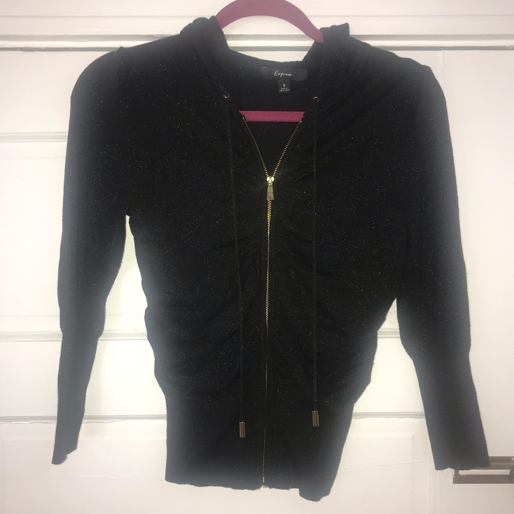 Ruched front zip up hoodie